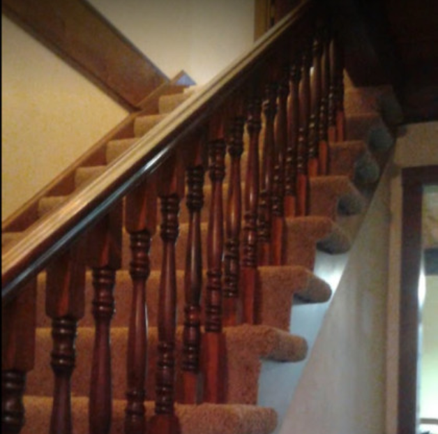 Carpeted staircase by Lenora's Carpet. Sales, Installation, Service.