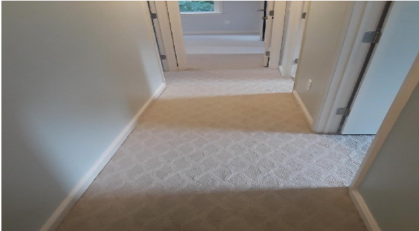 Carpeting Installation Tan and white design by Lenoras Carpet Service