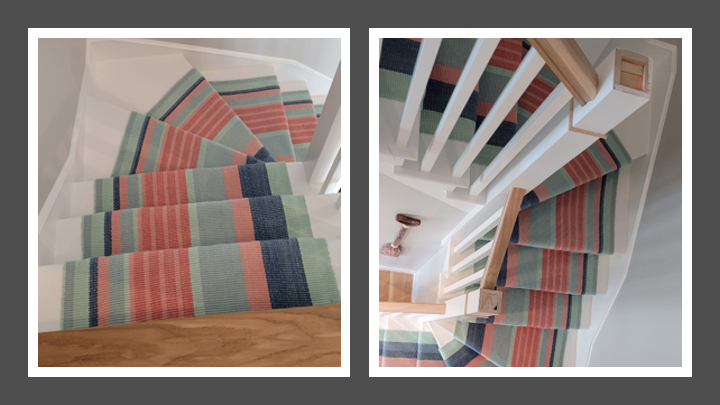 Rug Installation on Spiral Staircase Rug Installation on Spiral Staircase